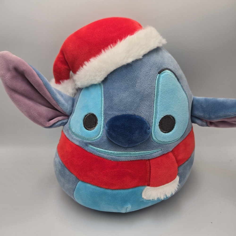 Original Squishmallows 8" Disney Stitch With‎ Santa Hat Hang Tag Removed EUC